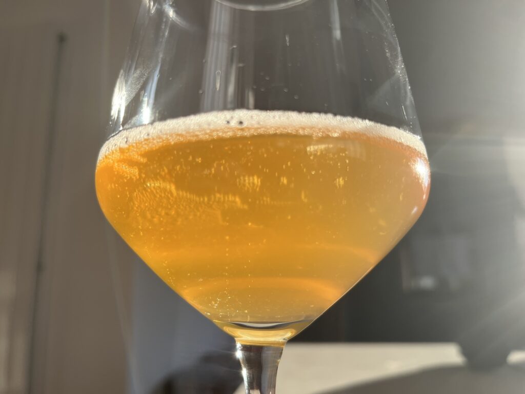 Tom Oliver Fine Cider - Sour Gummies cider colour against the sun showing perlage and vibrant colour